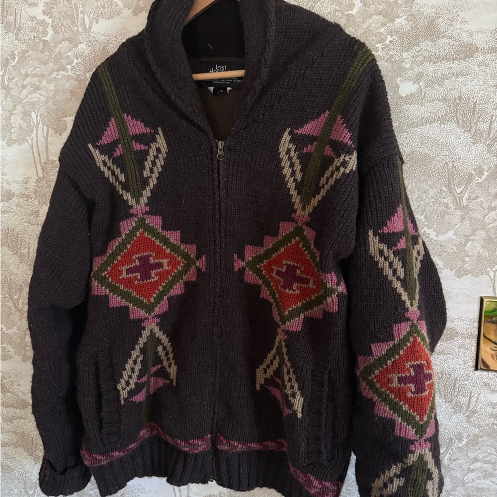 Geometric Patterned Knit Jacket - image 2